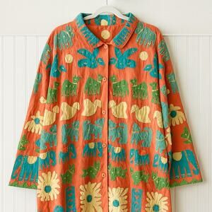 Vintage 80s April Cornell Applique Oversized Jacket
